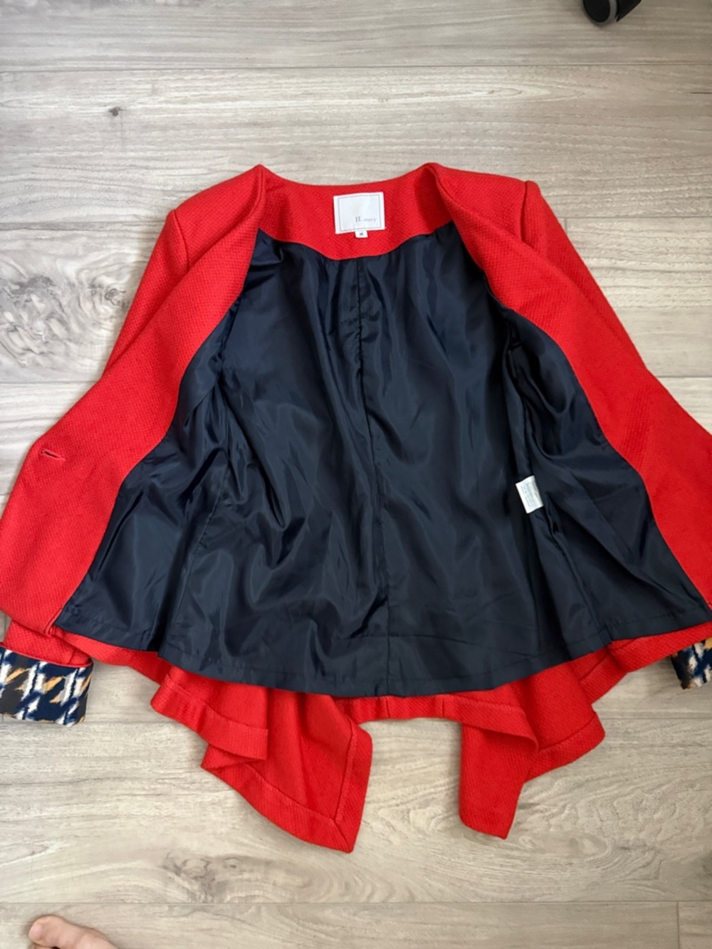 Red Tweed Blazer with Patterned Cuff Detail - Picture 4 of 9